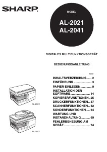 Bedienungsanleitung Sharp AL-2021 Multifunktionsdrucker