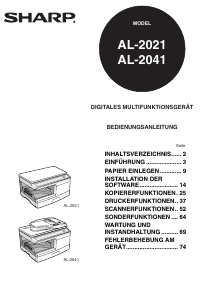Bedienungsanleitung Sharp AL-2041 Multifunktionsdrucker