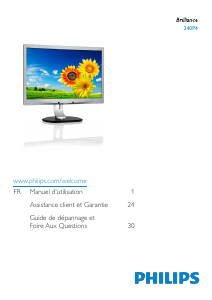 Mode d’emploi Philips 240P4QPYNB Moniteur LED