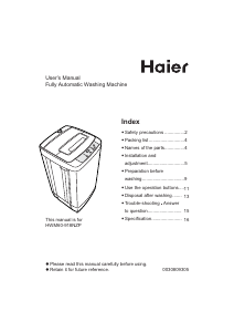Manual Haier HWM60-918NZP Washing Machine