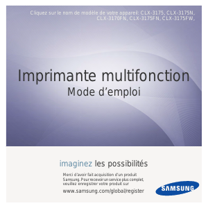 Mode d’emploi Samsung CLX-3170FN Imprimante multifonction