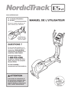 Mode d’emploi NordicTrack E5vi Vélo elliptique