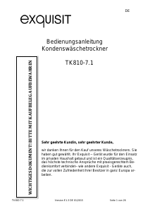 Bedienungsanleitung Exquisit TK810-7.1 Trockner