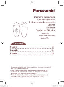 Mode d’emploi Panasonic ES2067 Epilateur