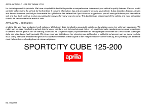 Manual Aprilia Sportcity Cube 125 (2008) Scooter