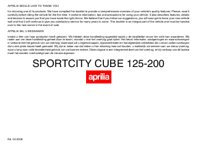 Manual Aprilia Sportcity Cube 200 (2008) Scooter