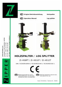 Bedienungsanleitung Zipper ZI-HS8PT Holzspalter