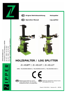 Bedienungsanleitung Zipper ZI-HS12PT Holzspalter