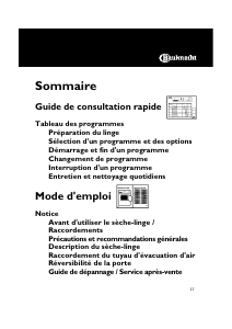 Mode d’emploi Bauknecht TRAK 6561 Sèche-linge