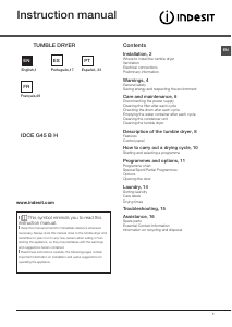 Manual de uso Indesit IDCE G45 B H (EU) Secadora