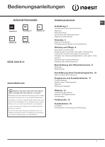 Käyttöohje Indesit IDCE G45 B H (EU) Kuivausrumpu
