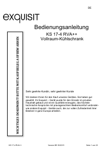 Bedienungsanleitung Exquisit KS 17-4 RVA++ Kühlschrank