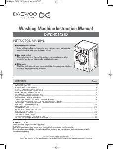 Manual Daewoo DWD-HQ1421D Washing Machine