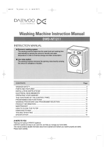 Manual Daewoo DWD-NT1211A Washing Machine