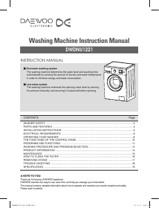 Manual Daewoo DWD-NU1221 Washing Machine