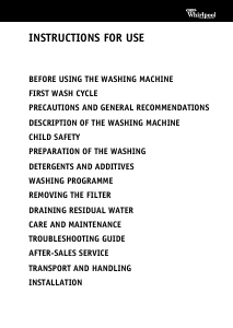 Manual Whirlpool AWM 4100 Washing Machine