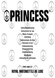 Manual de uso Princess 232177 Royal 500W Deluxe Hervidor