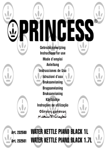 Manual de uso Princess 232500 Piano Black 1L Hervidor