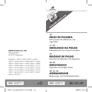 Manual de uso Auriol IAN 103711 Reloj de pulsera