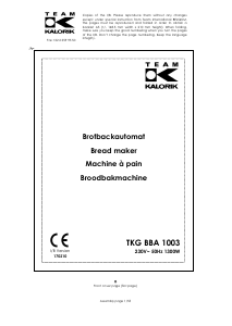 Handleiding Kalorik TKG BBA 1003 Broodbakmachine