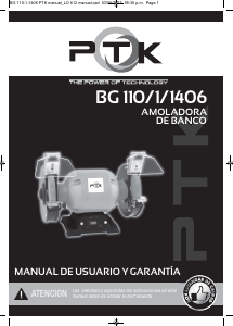 Manual de uso PTK BG 110/1/1406 Amoladora de banco