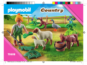 Brugsanvisning Playmobil set 70608 Farm Gavesæt bondekone med dyr på græs