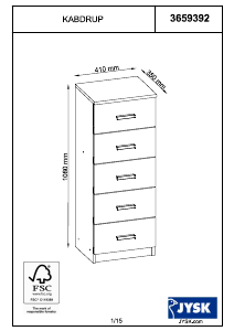 Hướng dẫn sử dụng JYSK Kabdrup (41x108x35) Tủ ngăn kéo
