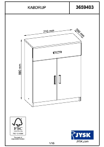 Hướng dẫn sử dụng JYSK Kabdrup (71x88x35) Tủ ngăn kéo