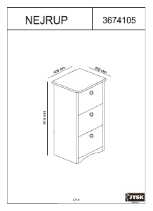 Hướng dẫn sử dụng JYSK Nejrup (40x81x30) Tủ ngăn kéo