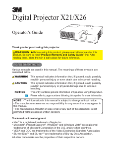 Manual 3M X26 Projector