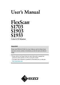 Manual Eizo FlexScan S1903 LCD Monitor