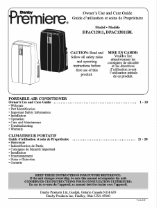 Handleiding Danby DPAC12011BL Airconditioner