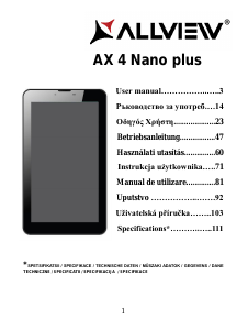 Εγχειρίδιο Allview AX 4 Nano Plus Tablet