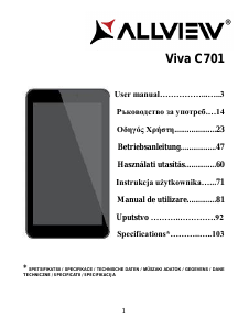 Manuál Allview Viva C701 Tablet