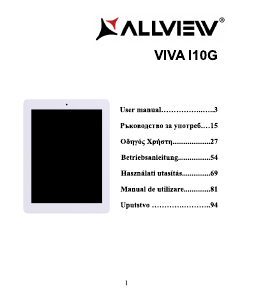 Manuál Allview Viva i10G Tablet