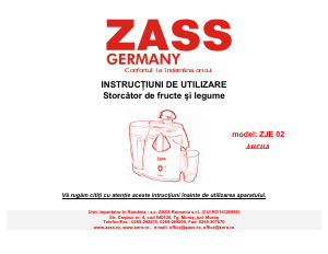 Manual Zass ZJE 02 Storcator