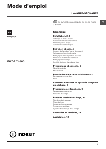 Mode d’emploi Indesit EWDE 71680 W DE Lave-linge séchant