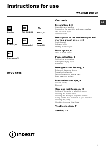 Instrukcja Indesit IWDC 6105 (EU) Pralko-suszarka