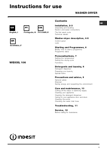 Hướng dẫn sử dụng Indesit WIDXXL 106 (EU).C Máy sấy-giặt