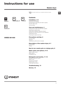 Handleiding Indesit XWDE 861480X WSSS EU Was-droog combinatie