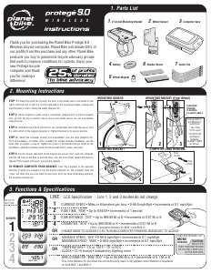 Handleiding Planet Bike Protege 9.0 Wireless Fietscomputer