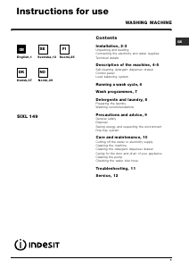 Bruksanvisning Indesit SIXL 149 (EU) Tvättmaskin