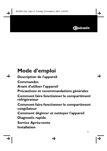 Mode d’emploi Bauknecht EX 1532/1 CH Réfrigérateur