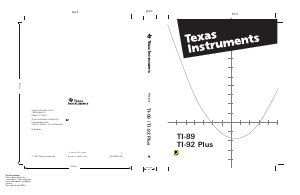 Mode d’emploi Texas Instruments TI-92 Plus Calculatrice graphique