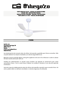 Mode d’emploi Orbegozo CP 100138 Ventilateur de plafond