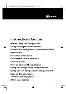 Manual Bauknecht URIE 1500/A Refrigerator