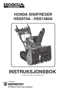 Bruksanvisning Honda HSS1380A Snøfreser