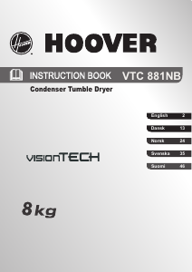 Käyttöohje Hoover VTC 881 NB Kuivausrumpu