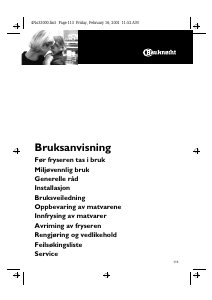 Bruksanvisning Bauknecht GTEA 2500-1 Fryser