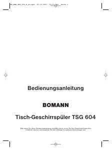 Bedienungsanleitung Bomann TSG 604 Geschirrspüler